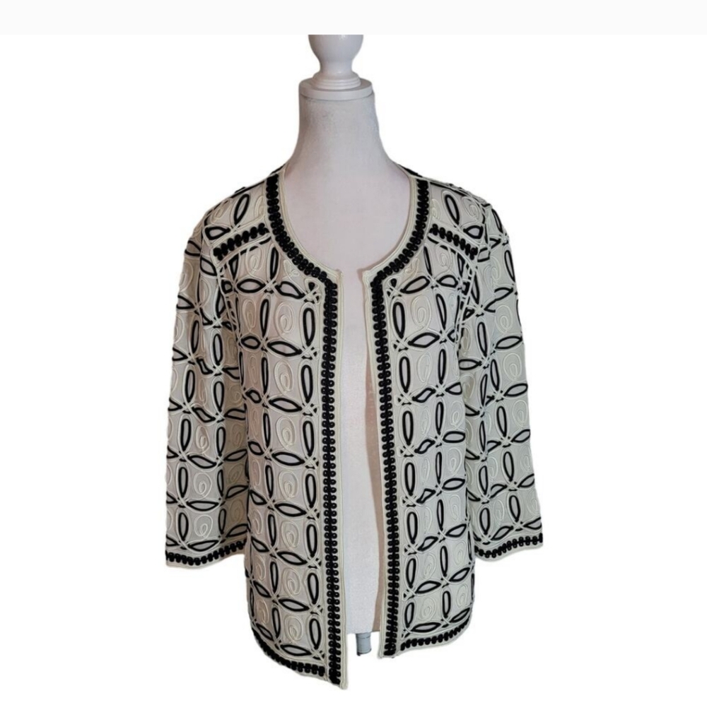 Chico's Black and White Geometric Jacket